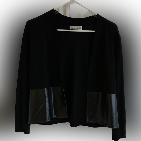 89th & Madison Jackets & Blazers - Black with faux leather accent cardigan/ bolero L